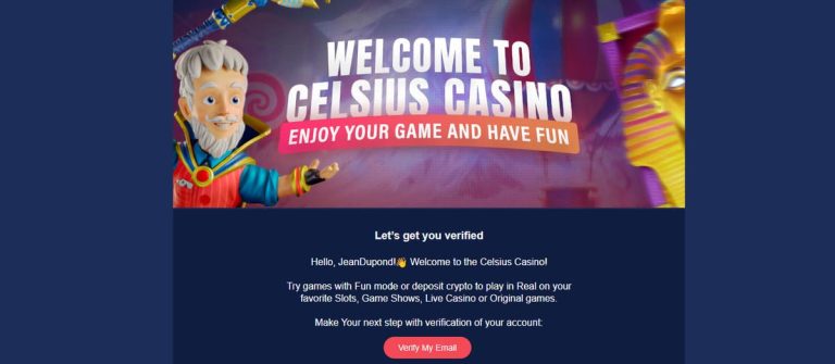 Celsius Casino confirmation compte