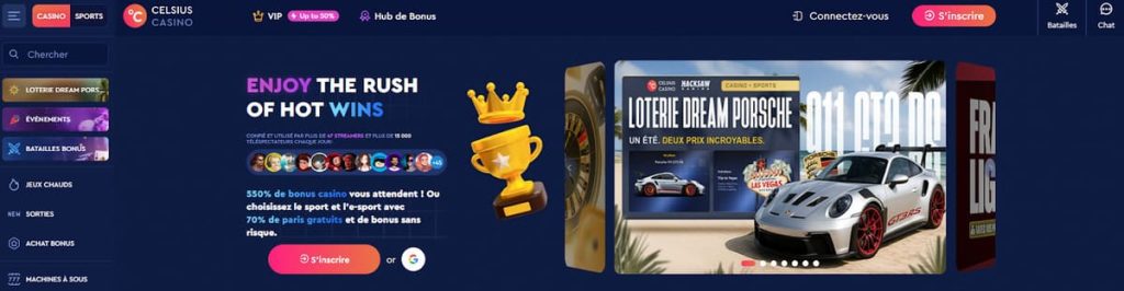 Celsius Casino page accueil