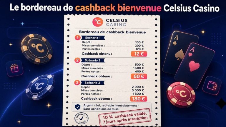 cashback bienvenue Celsius Casino